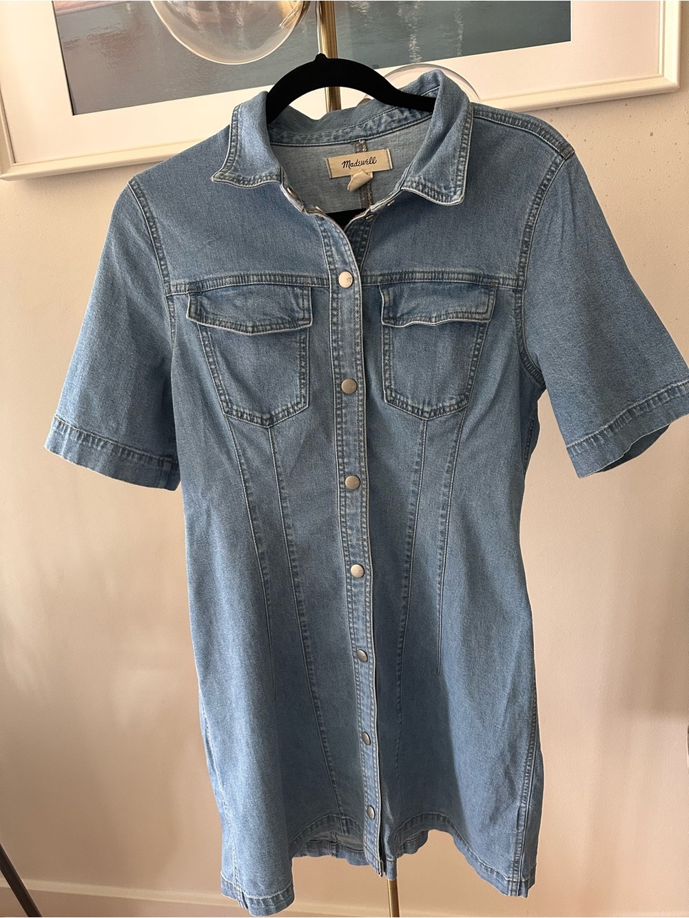 Madewell Medium Blue Short-Sleeve Denim Shirt Dress